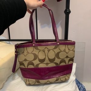 Classic coach bag- purple and brown color